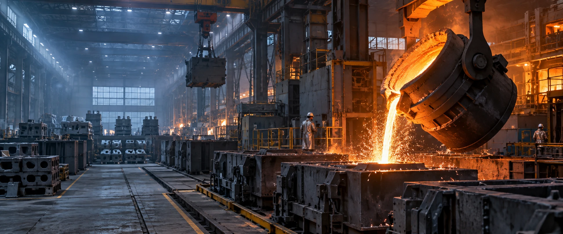 Representative modern iron foundry production scene